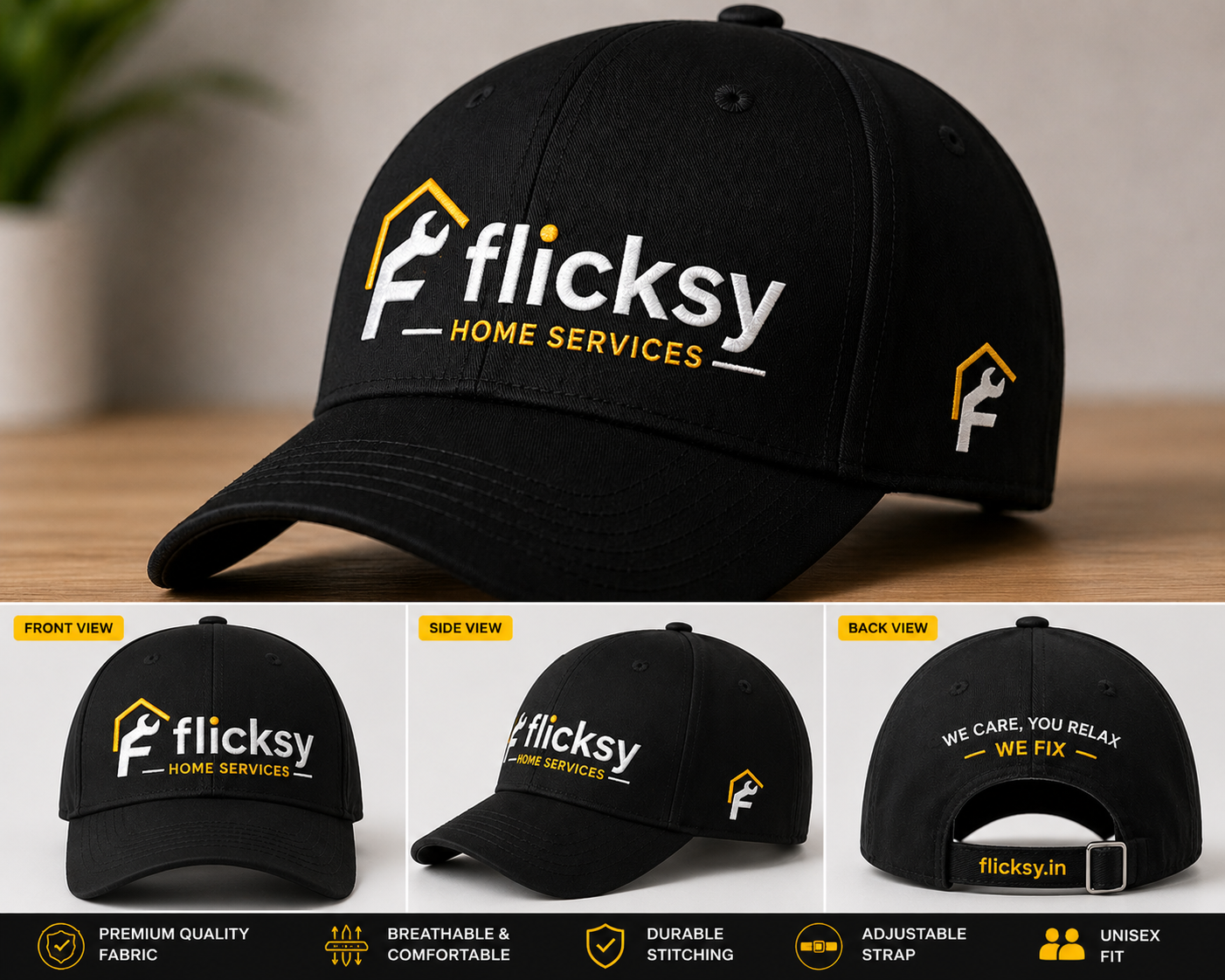 Flicksy Black Cap