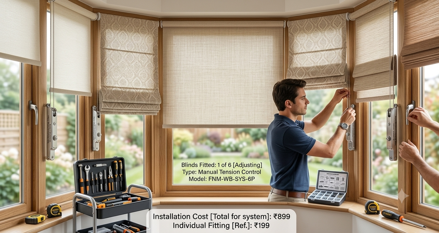 Fitting of one non-motorised window blind