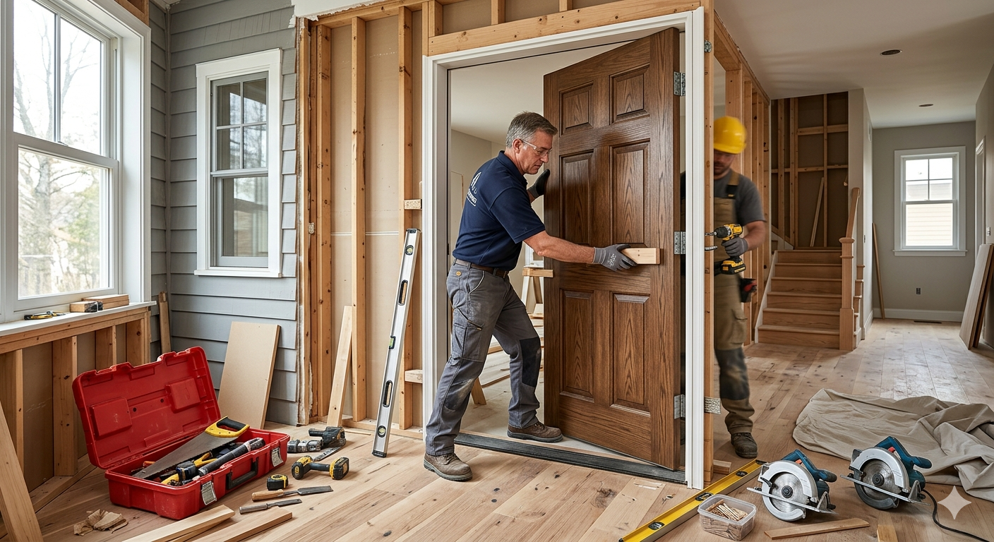 Wooden door installation