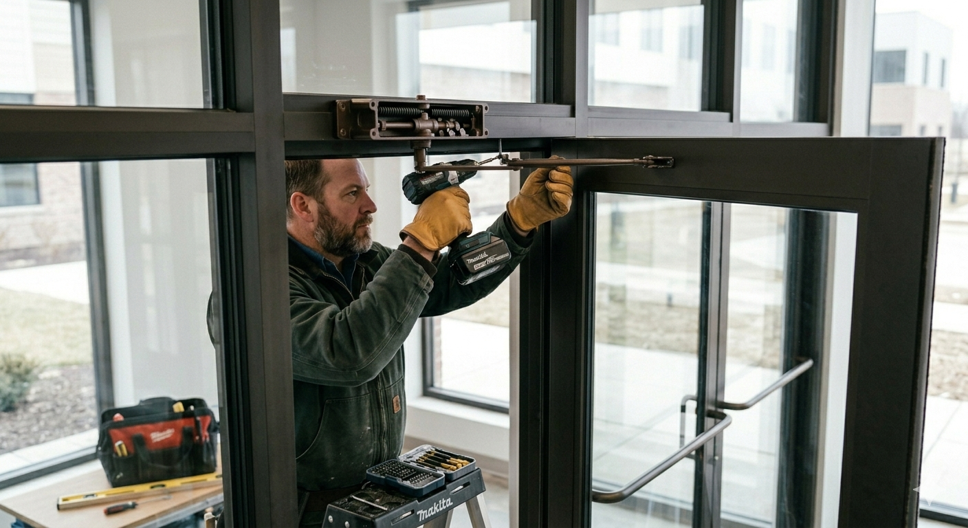 Overhead door closer installation
