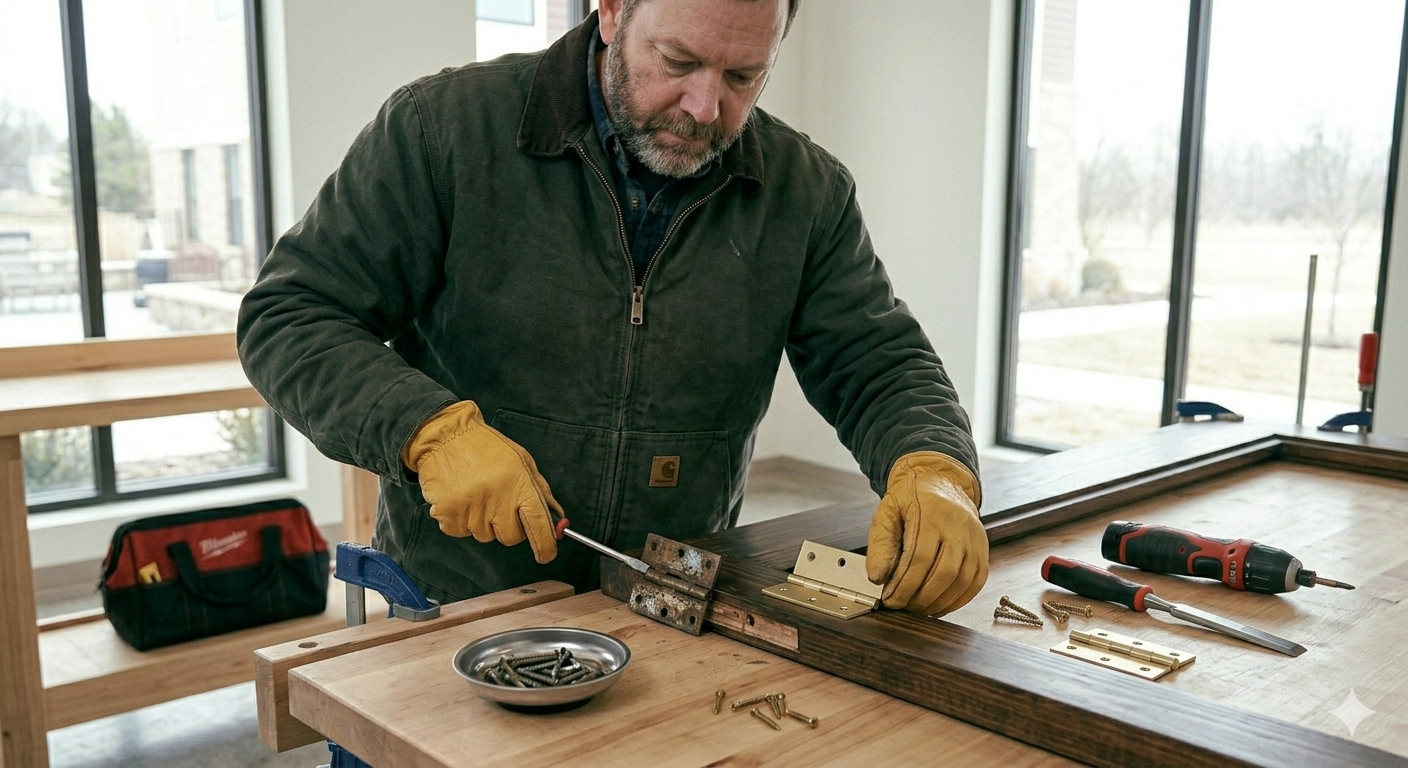 Door hinge installation (with dismantle)