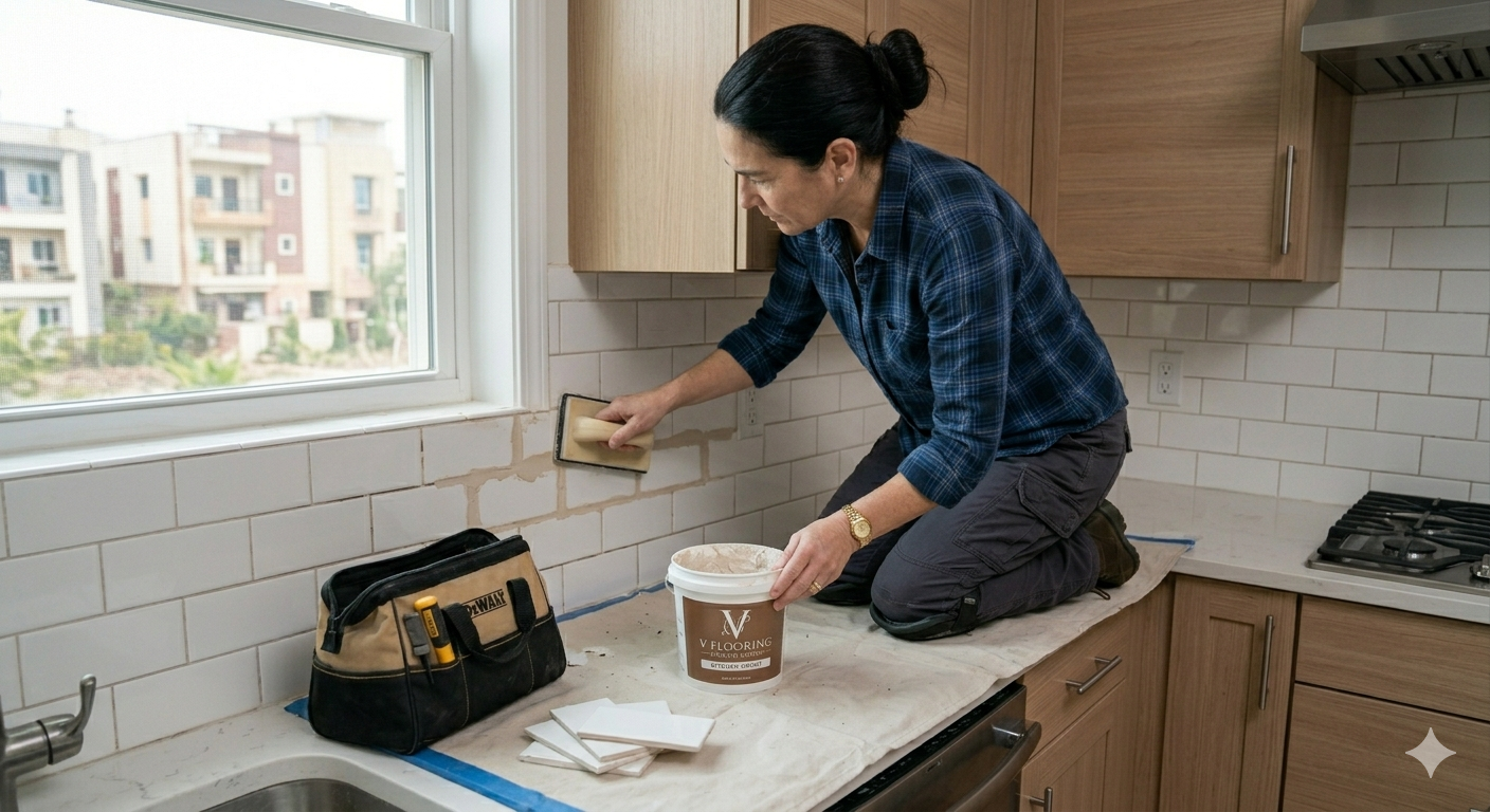 Kitchen tile gap filling