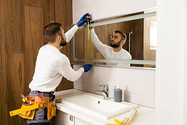 Bathroom mirror installation