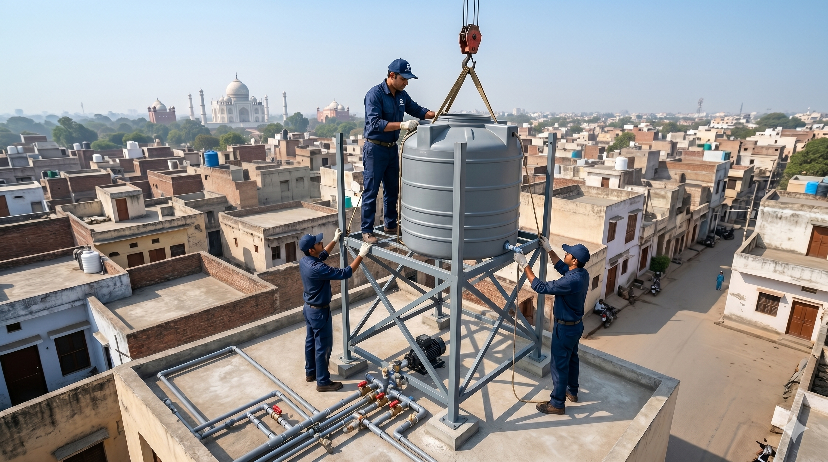 Overhead tank installation