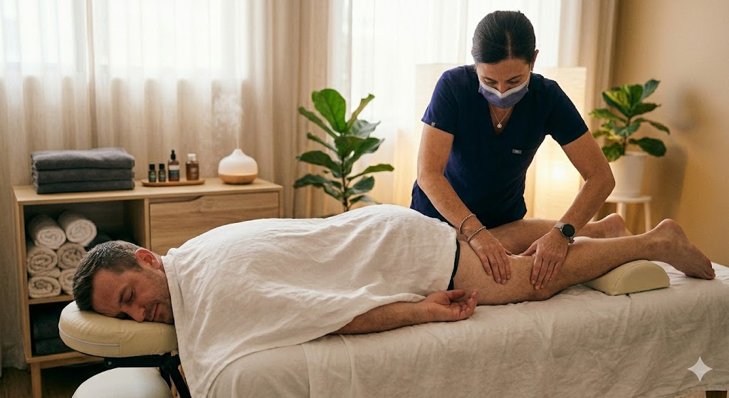 Leg pain relief massage