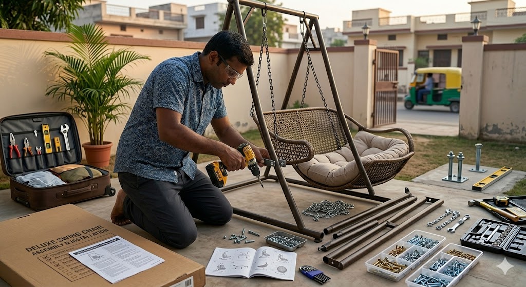 Swing chair assembly and installation