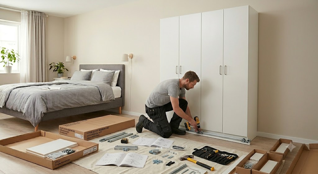 Four door wardrobe assembly
