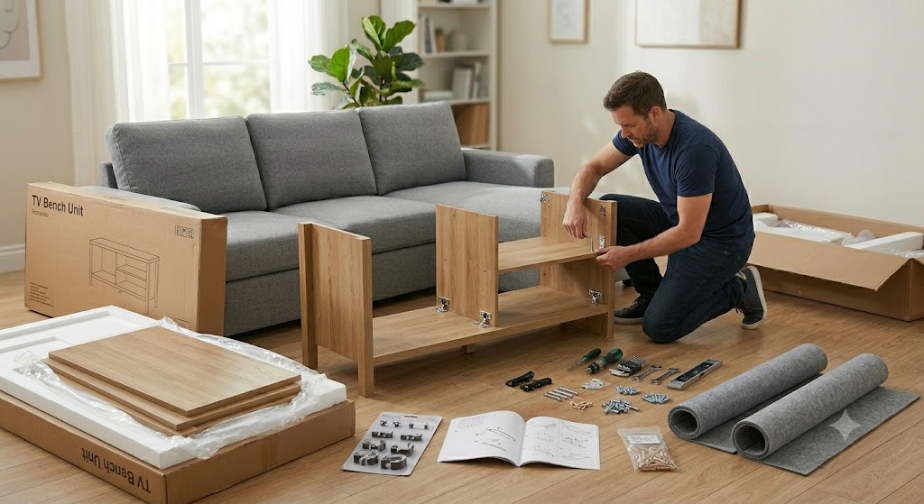 TV bench assembly