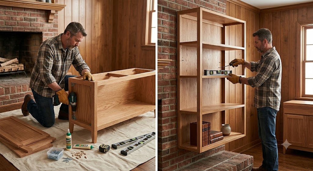 Book shelf / bookcase assembly and installation