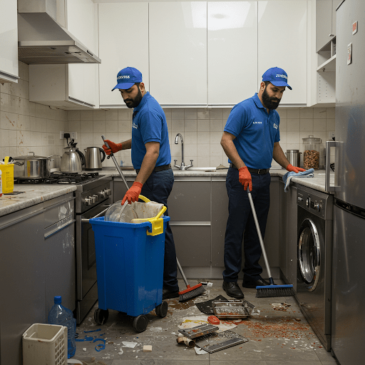Occupied Kitchen cleaning with chimney & Appliance