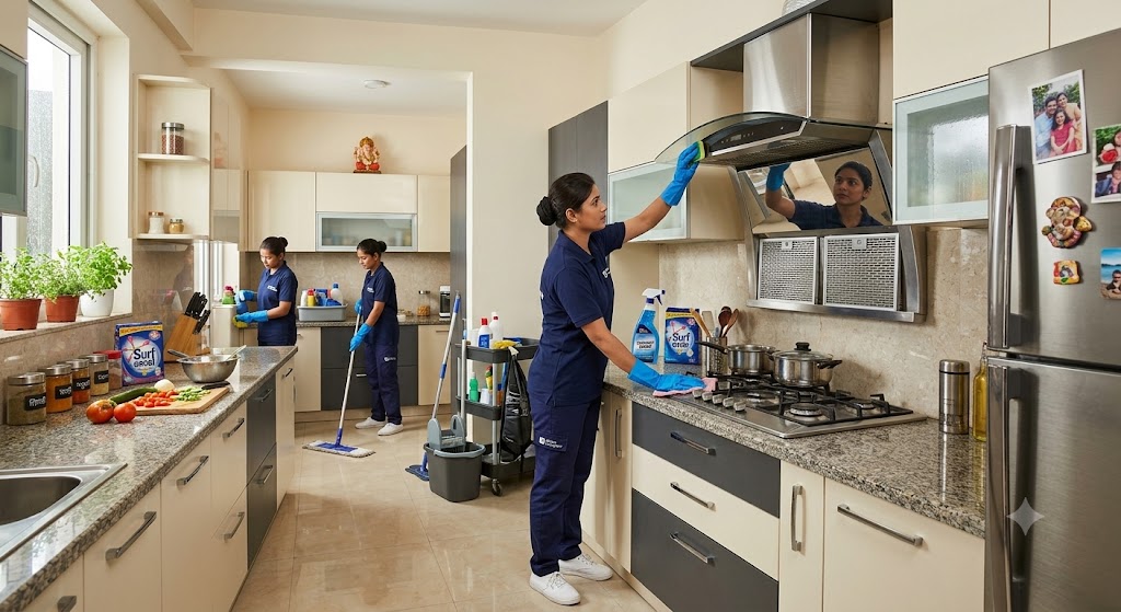 Occupied Kitchen Cleaning with Chimney