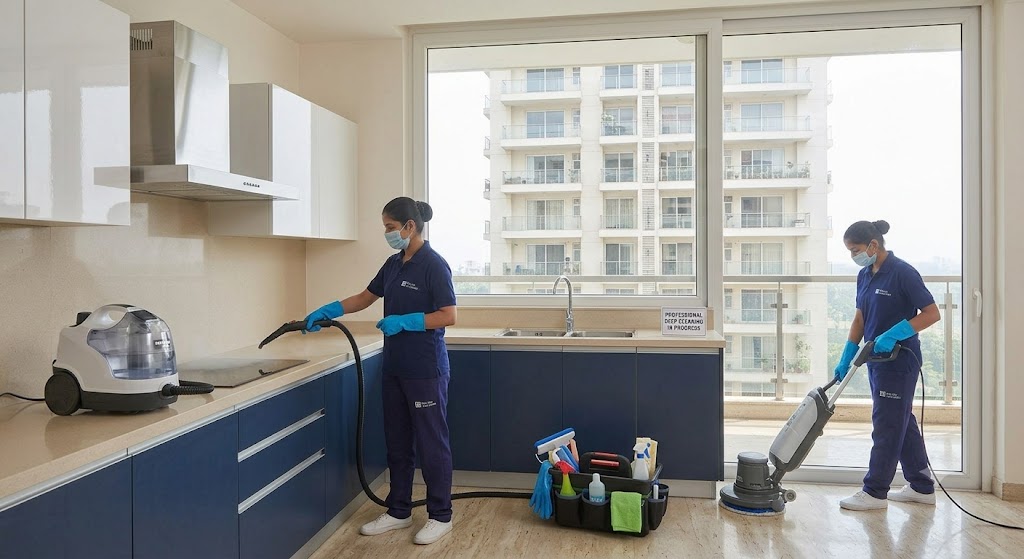 Occupied Kitchen Cleaning with appliance